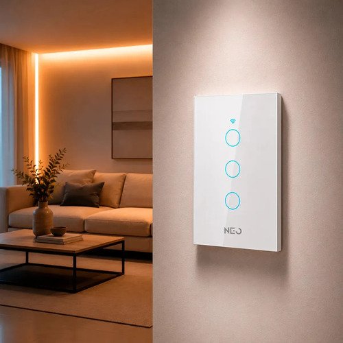 Interruptor Inteligente Smart Wi-fi 2.4 Ghz Alexa Google 3 Botões 4x2 Bivolt Branco Cod: 291990392 Neo Avant