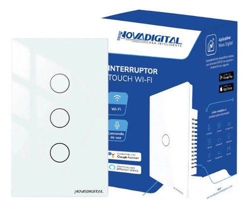Interruptor inteligente wifi novadigital 3 teclas botoes tou 1