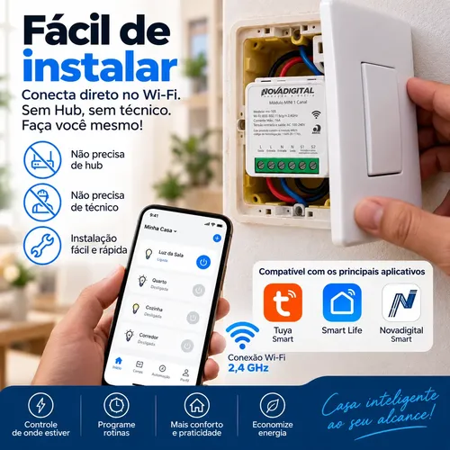 Interruptor Inteligente Wifi Novadigital Mini 1ch 16a Alexa