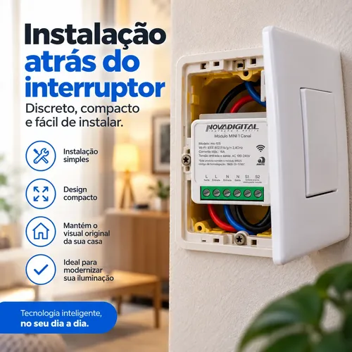 Interruptor Inteligente Wifi Novadigital Mini 1ch 16a Alexa