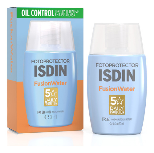 Isdin protetor solar facial fusion water 5 stars sem cor fps 1