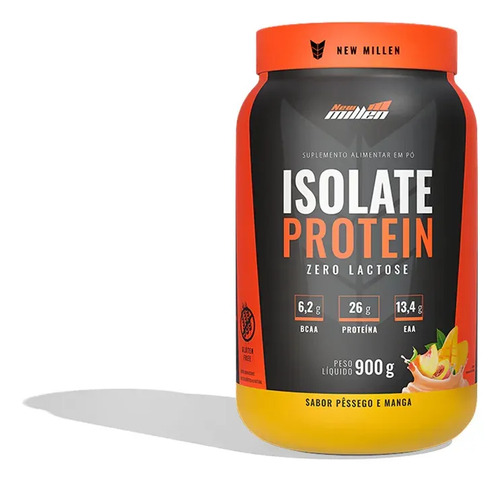 Isolate protein zero lactose new millen 900g sabor pessego e