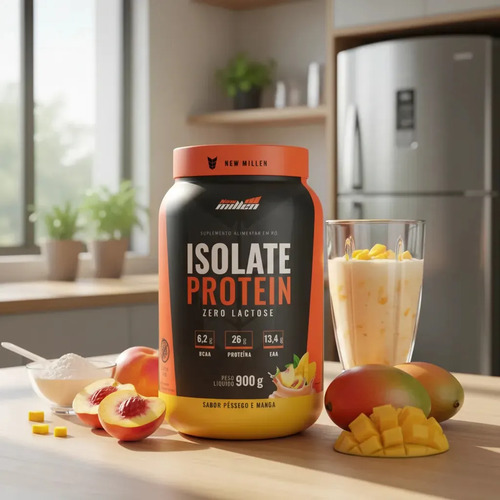 Isolate Protein Zero Lactose New Millen 900g Sabor Pêssego e Manga