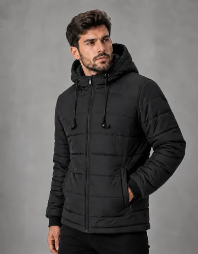 Jaqueta bobojaco masculina com fones casaco forrado inverno