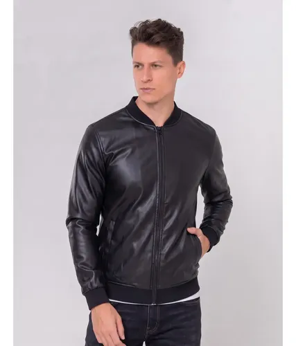 Jaqueta Bomber Courino Masculina Com Zíper E Bolso