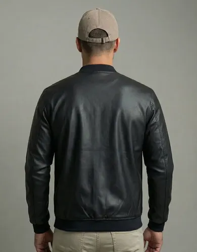 Jaqueta Bomber Courino Masculina Preta Com Zíper