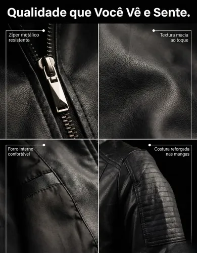 Jaqueta Couro Feminina Biker Forrada Slim Rock Premium