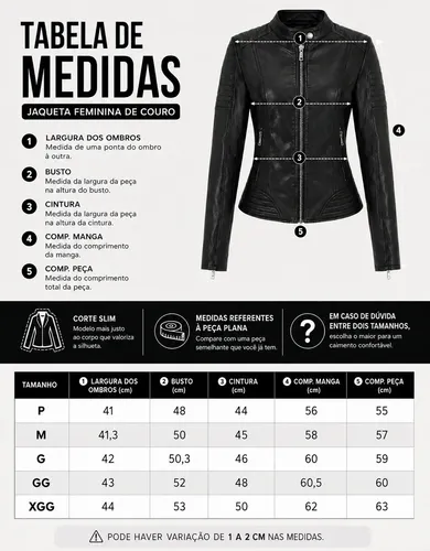 Jaqueta Couro Feminina Biker Forrada Slim Rock Premium