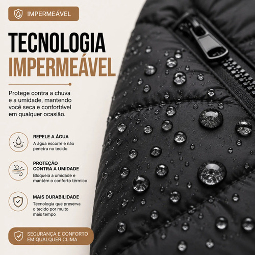 Jaqueta Feminina Puffer Bobojaco Impermeável Com Capuz Nylon