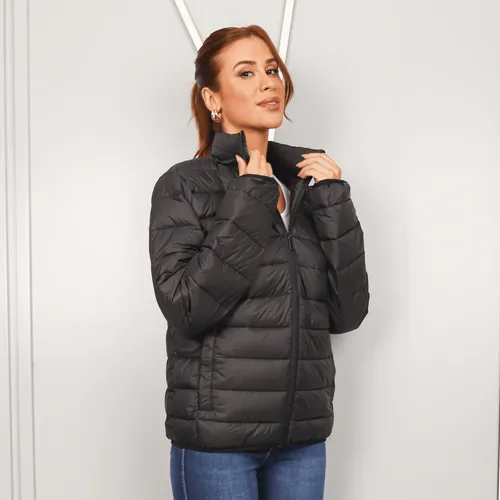 Jaqueta Feminina Puffer Bobojaco Nylon Impermeável Capuz