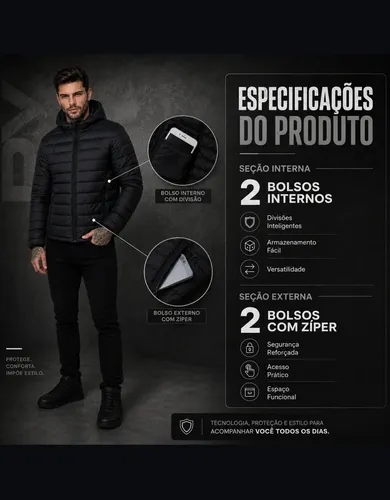 Jaqueta Puffer Blusa De Frio Impermeável Inverno Bobojaco