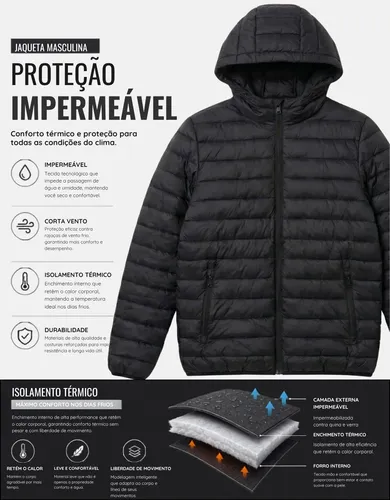 Jaqueta Puffer Bobojaco Corta Vento Nylon Frio Reforçada
