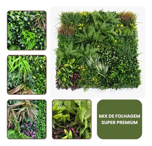 Jardim Vertical Artificial Super Premium 100x100 Mix De Folhagens Luxo 1m2 Parede Verde Artificial Muro Inglês Paisagismo Artificial Jardim Suspenso Artificial Painel de Folhagens