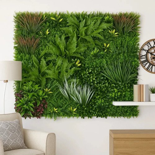 Jardim Vertical Artificial Super Premium 100x100 Mix De Folhagens Luxo 1m2 Parede Verde Artificial Muro Inglês Paisagismo Artificial Jardim Suspenso Artificial Painel de Folhagens