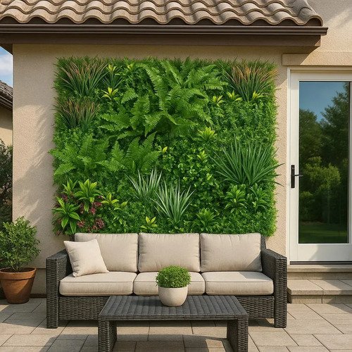 Jardim Vertical Artificial Super Premium 100x100 Mix De Folhagens Luxo 1m2 Parede Verde Artificial Muro Inglês Paisagismo Artificial Jardim Suspenso Artificial Painel de Folhagens