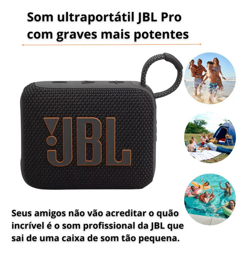 JBL Caixa De Som Go 4 Black À Prova D'água Cor Preto