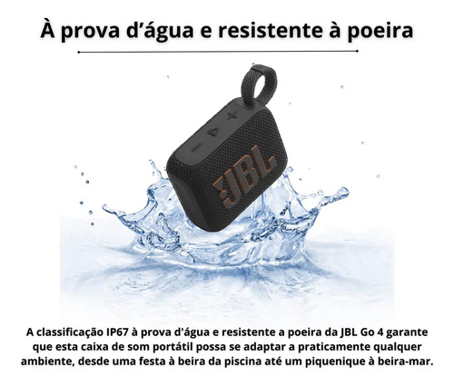 JBL Caixa De Som Go 4 Black À Prova D'água Cor Preto