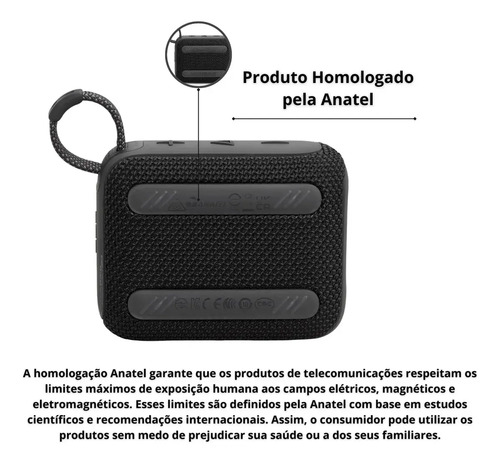 JBL Caixa De Som Go 4 Black À Prova D'água Cor Preto