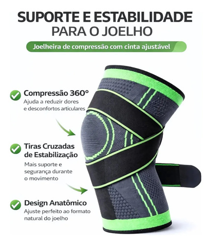 Joelheira de Compressão Ortopédica Ajustável Alívio Dor Tensor