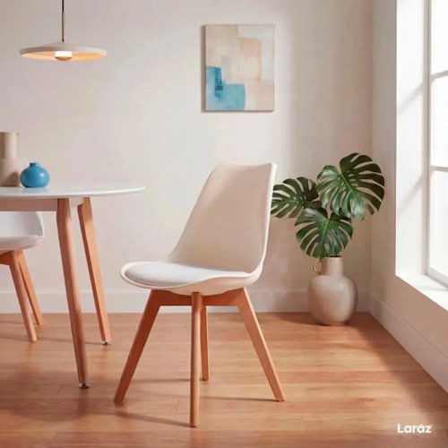Jogo 2 Cadeiras de Jantar Leda com Assento Estofado e Design Moderno Bege - Laráz