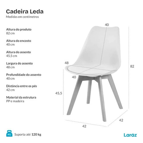 Jogo 2 Cadeiras de Jantar Leda com Assento Estofado e Design Moderno Bege - Laráz