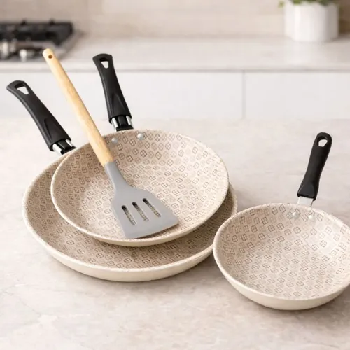 Jogo 4pcs frigideiras antiaderentes 14cm 18cm 22cm espatula