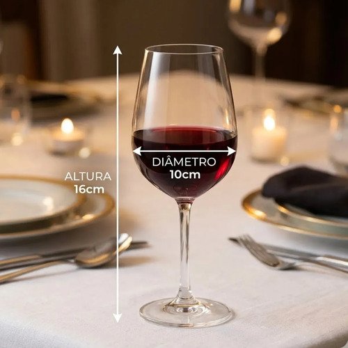 Jogo 6 Taças Cristal De Vinho Tinto Branco Titanium Gastro 580ml Pítia