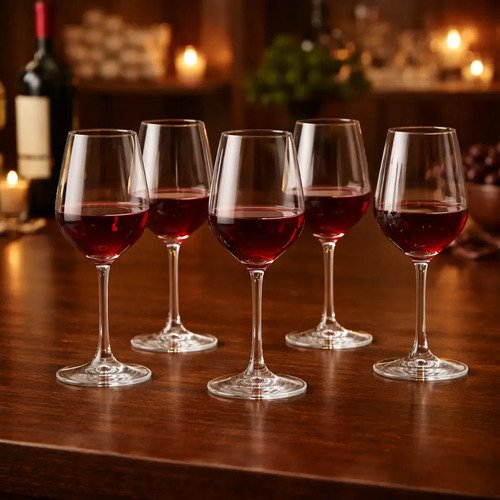 Jogo 6 Taças Cristal De Vinho Tinto Branco Titanium Gastro 580ml Pítia