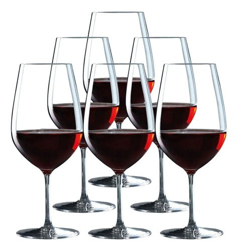 Jogo 6 Taças Cristal De Vinho Tinto Branco Titanium Gastro 580ml Pítia