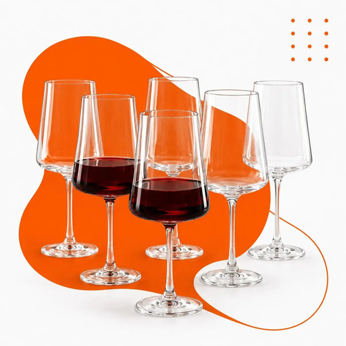 Jogo 6 tacas cristal titanium bohemia xtra 660ml vinho tinto