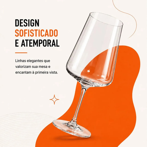 Jogo 6 Taças Cristal Titanium Bohemia Xtra 660ml Vinho Tinto Premium Taça Grande Elegante Mesa Posta Decoração Hold On