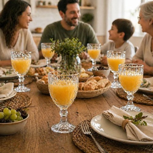 Jogo 6 Taças Vidro Diamond 340ml Conjunto Mesa Posta Água Suco Cozinha Decoração Presente