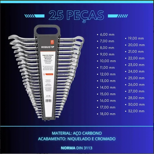 Jogo Chaves Combinadas Gedore Robust 06-32mm 25 Peças