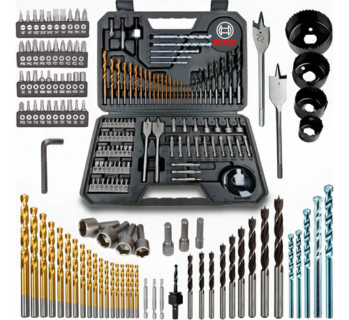 Jogo de brocas bits 103 pecas bosch com maleta profissional