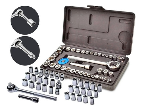 Jogo De Brocas Buchas E Bits Com 300 Peças E Maleta + Kit Chaves Catraca Reversível 40 Peças The Black Tools