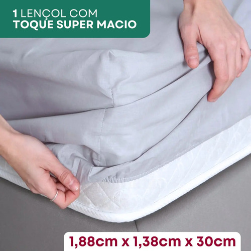 Jogo De Cama Casal Padrão 3 Peças C/ Fronha Ponto Palito Toque Macio Resistente 400 Fios Premium Cor Cinza