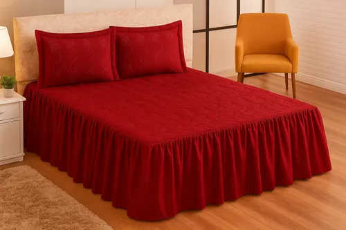 Jogo de cama colcha com babado padrao margadona 3 pecas