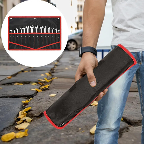 Jogo De Chave Combinado Esquadro E De Catraca C/bolsa Tecido Conjunto De 14 Peças De 8-24 Mm