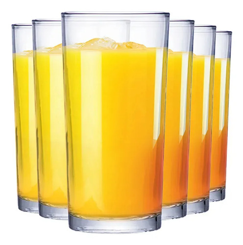 Jogo de copos de vidro long drink para agua e suco 255ml 6pc