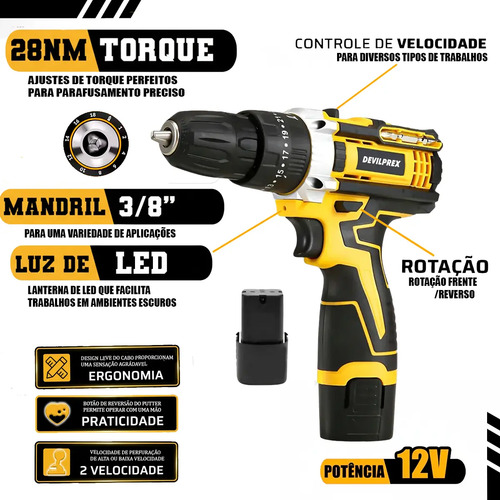Jogo De Ferramentas 169 Peças Maleta Furadeira Parafusadeira