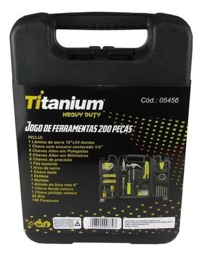 Jogo de Ferramentas 200 Peças com Chaves de Precisão e Allen Kit com Maleta Resistente - Titanium Platina
