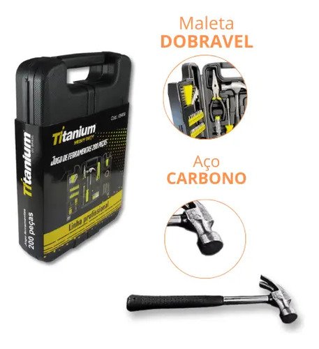 Jogo de Ferramentas 200 Peças com Chaves de Precisão e Allen Kit com Maleta Resistente - Titanium Platina