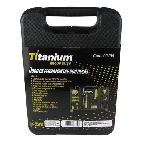Jogo de Ferramentas 200 Peças com Chaves de Precisão e Allen Kit com Maleta Resistente - Titanium Platina