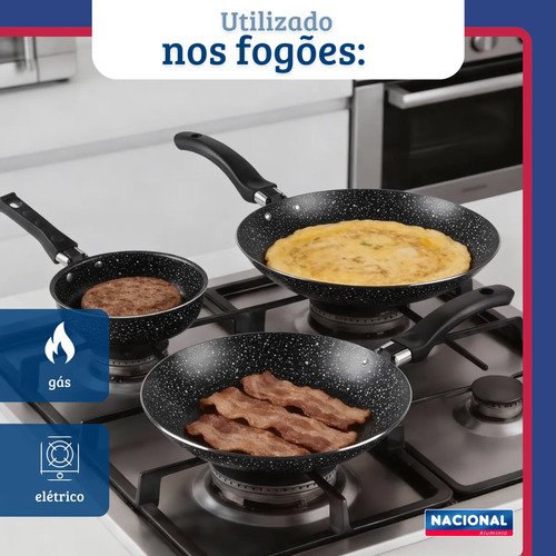 Jogo De Frigideiras Francesas 3 Peças 14 18 24cm Preto Nacional