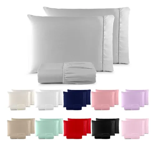 Jogo de lencol 400 fios ponto palito cama queen 3 pcs saldao 1