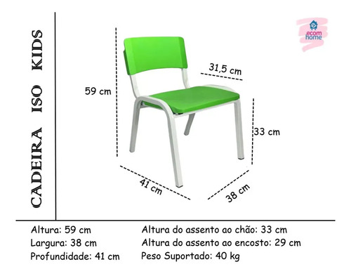 Jogo De Mesa Infantil 60x60 4 Cadeiras Color Creche Escolas Colorida