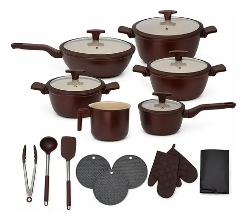 Jogo de panela antiaderente ceramico 20 peca cookwar premium