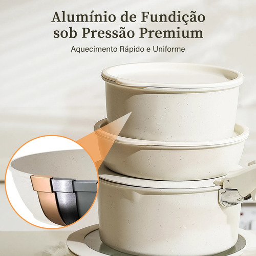 Jogo De Panelas 17 Peças Teflon Antiaderente Indução