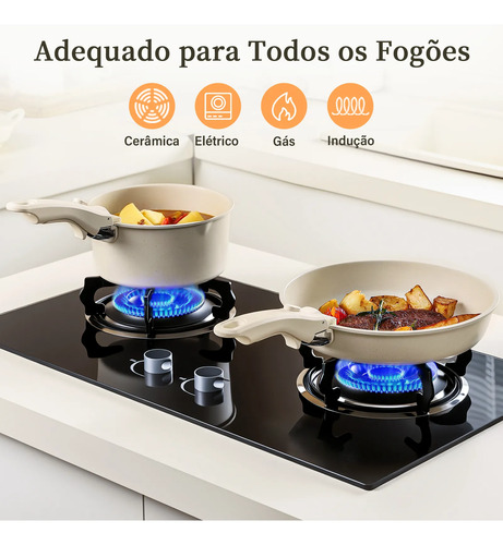 Jogo De Panelas 17 Peças Teflon Antiaderente Indução