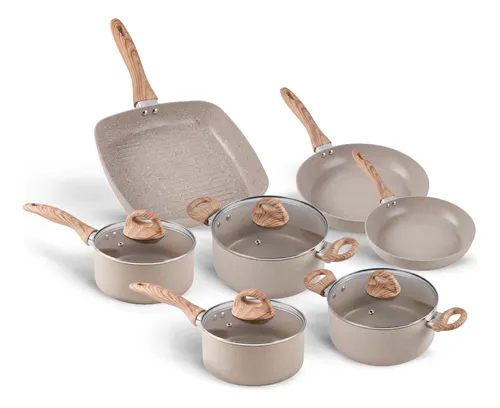 Jogo de panelas 7 ceramic life smart plus areia brinox